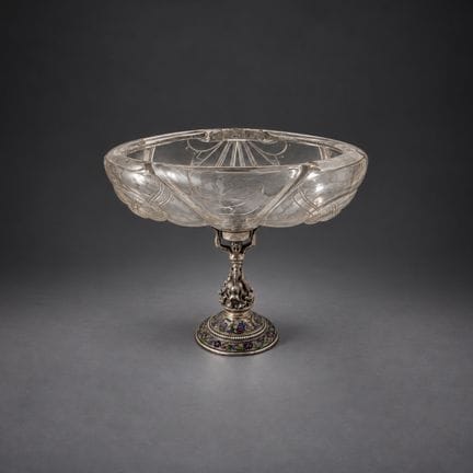 138. Elegante alzata in argento e cristallo di roc