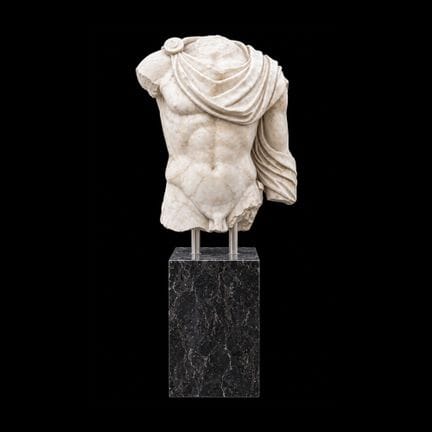 204. Male torso wearing a chlamys, white marble sc