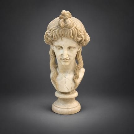 187. Head of Isis in white marble
H: 64 cm