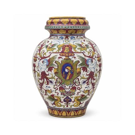 65. Vase en majolique à lustre polychrome, XIXe/XX