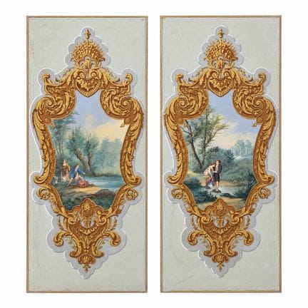 58. Paire de papiers peints
de forme rectangulaire