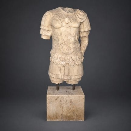 202. Male torso wearing a lorica musculata, white 