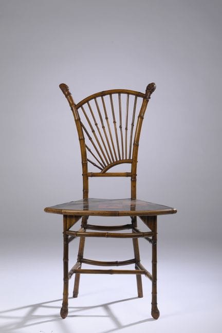 EUROPEAN WORK
Chair with a bamboo frame and a fan-