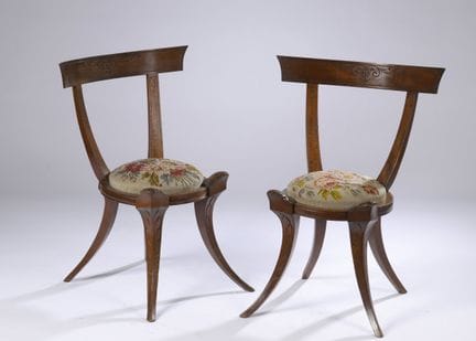 FRENCH WORK
A pair of mahogany klismos-style chair