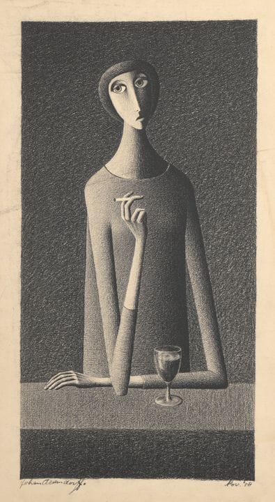 Johan ALDENDORFF (1924–2010)
Frau mit einem Glas W