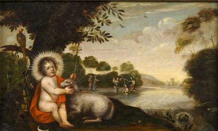 17th-Century School
The Baptism of Christ
Oil on p