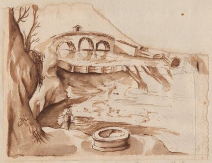 Pier Francesco Mola (stile di) Landscape with brid