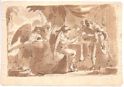 Abraham and the three angels, 18th-century Bologne