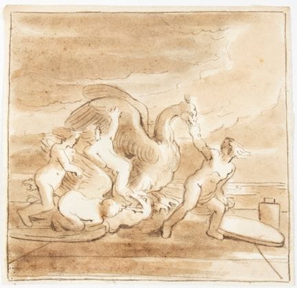 Fortunato Duranti Swan with putti

Pen, brown ink 