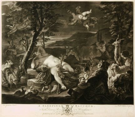Richard Earlom, « Bacchus endormi », d’après Luca 