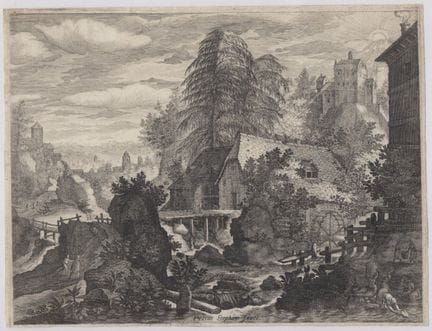 Aegidius Sadeler II Mountainous Landscape with Mil