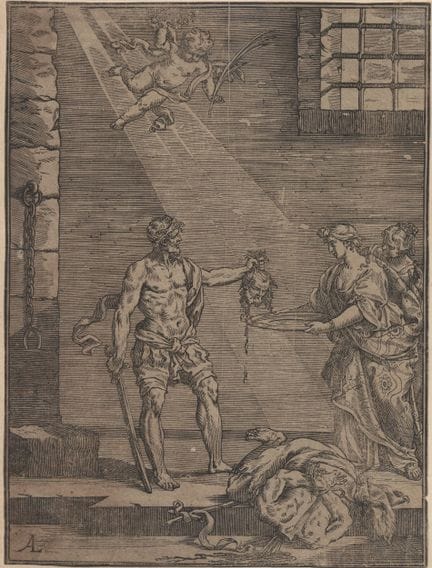 Décapitation de saint Jean-Baptiste, monogramme « 