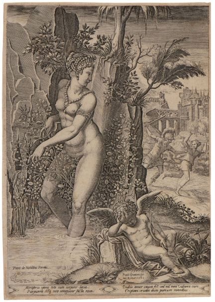 Giorgio Ghisi Venus and the Rose, after Luca Penni