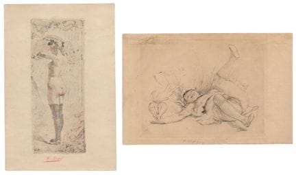 费利西安·罗普斯 《心在掌上》

蚀刻版画，110 × 167 毫米（纸张尺寸）。 下边缘以红铅笔签