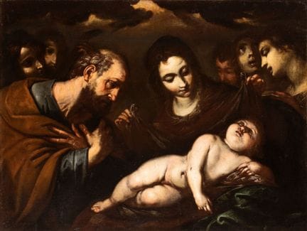 “青年”
（米兰 1596 — 1676）

《圣家与天使》
布面油画
88.5×118厘米。已装裱