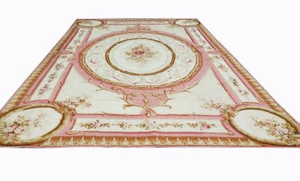 An Aubusson flatwoven carpet “tapis de pied”, Roya