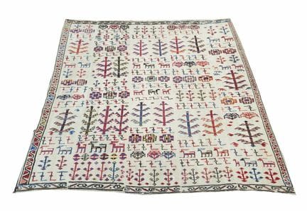 A white background Shahsevan flatweave Caucasus/No