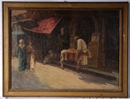 Arab Market, 20th Century  Oil on canvas, 54 x 74 