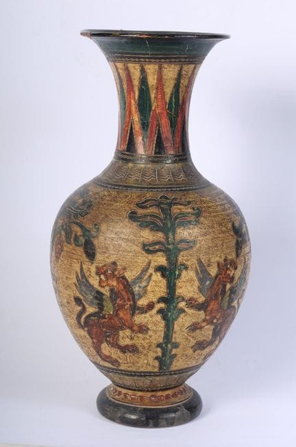 Milani Manufactory, Urn-shaped vase in engobed ter