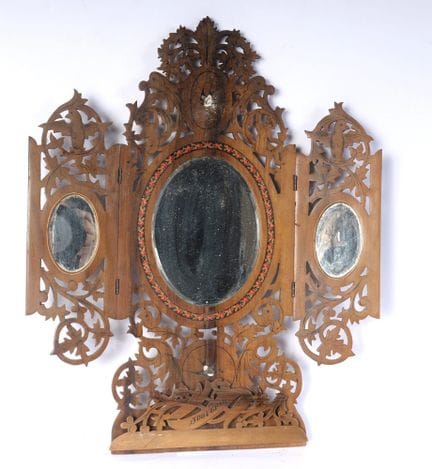 Wall shelf with mirror, first half of the 20th cen