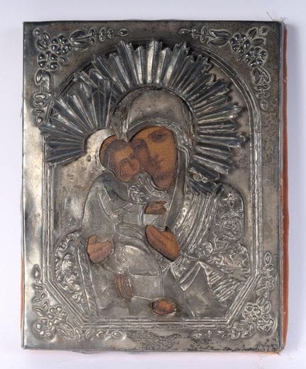 Madonna mit Kind – Russische Ikone, Ende des 19. J