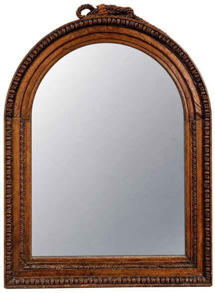 Wooden wall-mounted hooded mirror, 19th century   