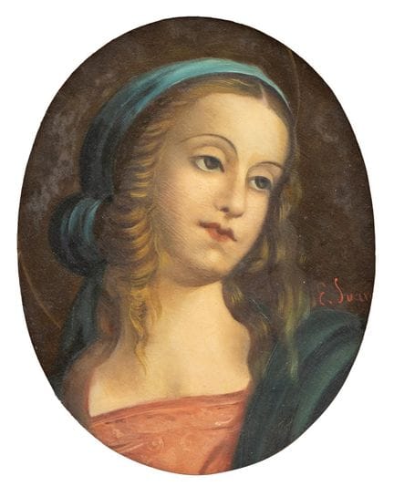 Tableau représentant la Vierge, XXe siècle.   Haut