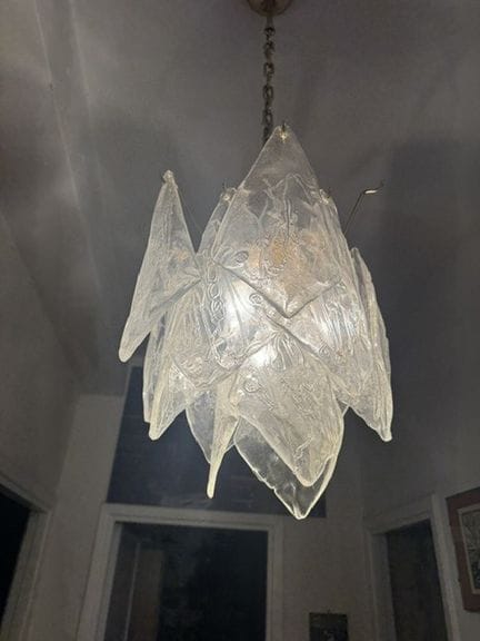 Suspension des années 70/80   38 x 40 cm.
Verre de