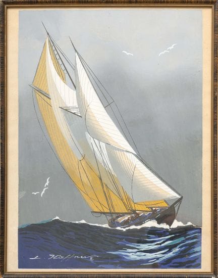 Léon HAFFNER (1881-1972)
Velero
Gouache sobre pape