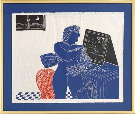 阿莱科斯·法西亚诺斯（1935-2022）
《室内女子》
彩色亚麻油版画，印于中国纸上
左下角签名并