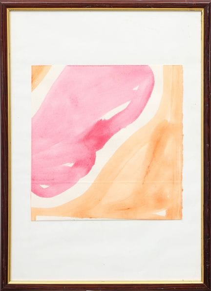 克劳德·维亚拉（1936年出生）
橙色背景上的粉色印记——2003
水彩画（纸本）
33 x 33 