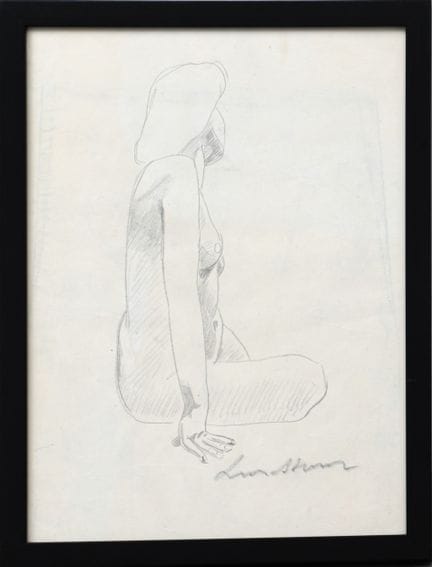本特·林德斯特伦（1925-2008）
侧身坐姿裸体画——约1970年
炭笔画，纸本
右下角签名
4