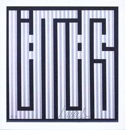 《ATLAS》（创作于1978年）
灰黑双色作品
彩色丝网印刷于纸上
底部中央签名
左下角标注“E.
