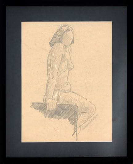 本特·林德斯特伦（1925-2008）
《坐着的裸体》——约1970年
炭笔画，纸本
右下角签名
3