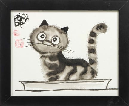 拉斯洛·蒂巴伊（1962年出生）
《小猫》
中国墨水与水墨画，纸本
左上角签名
20 x 25 厘米