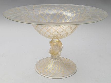MURANO: Importante copa con pie de cristal soplado