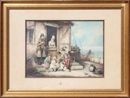 Escuela holandesa hacia 1820 Familia de pescadores