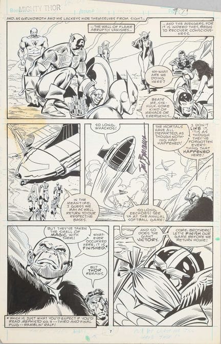 Mighty Thor n.º 381, viñeta 7. Dibujo de Sal Busce