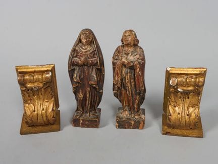 La Virgen y San Juan de Calvario, en madera de nog