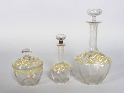 Juego de servicio de noche de cristal con decoraci
