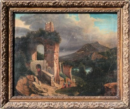 École italienne fin du XIXᵉ siècle Ruines animées 
