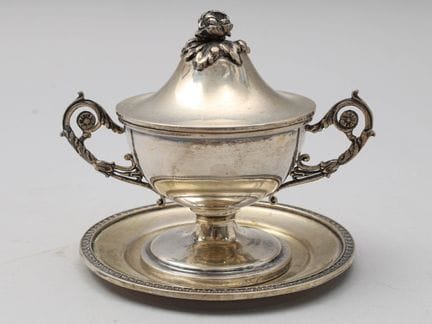 Zuckerdose und Schälchen aus 800er Silber mit eine