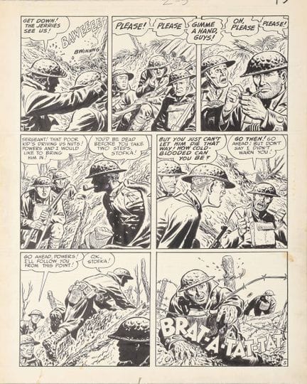 Frontline Combat, lámina 5. Dibujo de John Severin