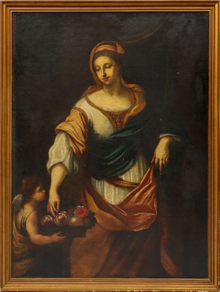 École française du XVIIᵉ siècle Femme et angelot à