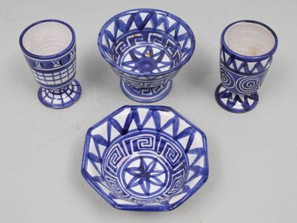 罗伯特·皮科（Robert PICAULT，1919-2000）——瓦洛里斯 两只小碗和两只带脚杯，