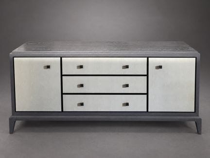 Rectangular chest of drawers made of gray-lacquere