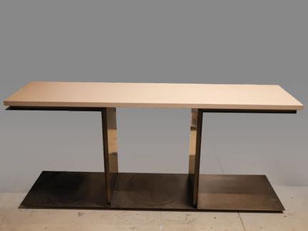 Rectangular console table made of wood, metal, and