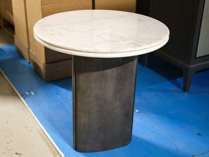 Side table, with a triangular-section base in gray