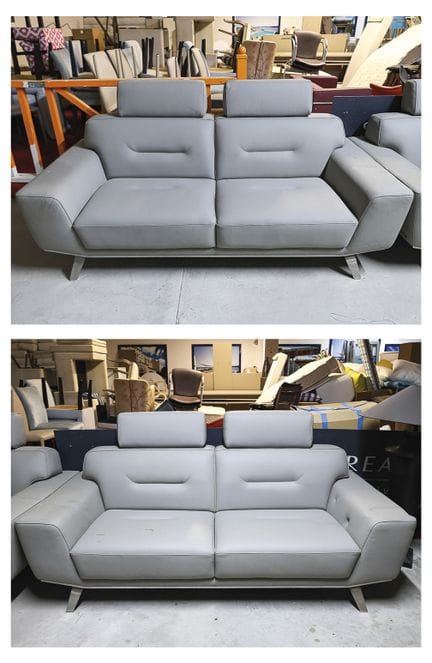 Two gray leather sofas
H: 98 cm - W: 206 cm - D: 9
