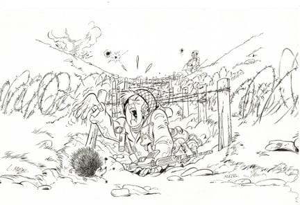 Mazel = Dibujo humorístico a tinta china sobre el 
